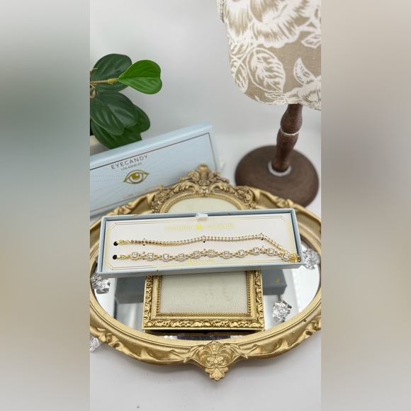 Stunning Crystal Gold-Tone Layered Bracelet Set by Eyecandy Los Angeles - Picture 4 of 4